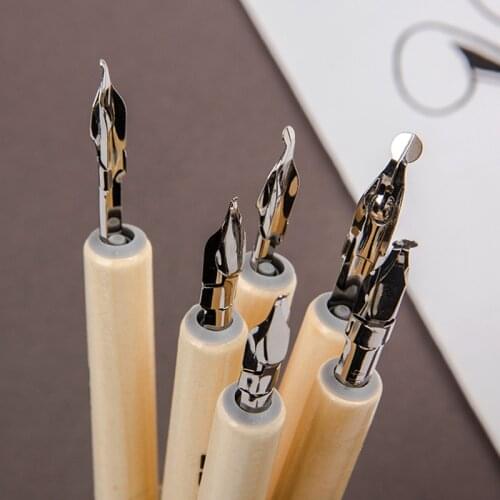 1Pc Art Creative Calligraphy Dip Pens Novelty Wooden Fountain Pens Dip Ink Pens For Kids Gifts School Office Supplies Stationery