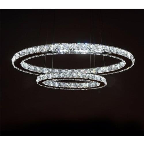 2 Ring oval LED K9 Crystal LED Pendant Lights Modern Crtstal lamp NEW Hot sale Diamond Restaurant lights