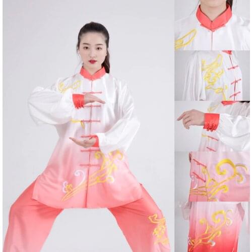 3PC Chinese Tai chi clothing taiji performance suit wushu demo kungfu uniform embroidery for women girl kids adults female
