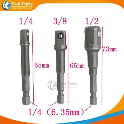 3pcs Sleeve Connecting Rod Head , Socket Adapter Impact Hex Shank Drill Bits Bar Set 1/4" 3/8" 1/2" Bits New