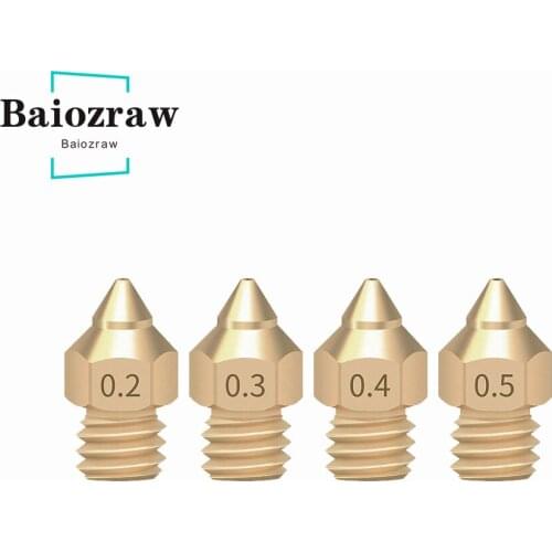 3D Printer Parts Brass Copper TTS Version Pointed Nozzle Mixed Sizes 0.2/0.3/0.4/0.5mm Extruder Print Head for CR-6 SE 1.75mm