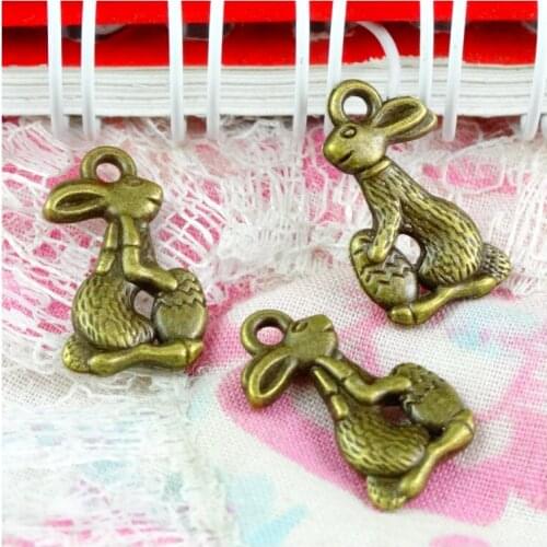 80pcs 17.5*10.5MM Antique Bronze Plated Rabbit Charms Pendant Making DIY Handmade Jewelry