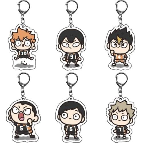 Anime Haikyuu Kageyama Hinata Kenma Kozume Acrylic Figure Keychain Decor Bag Pendant Collection Cartoon Volleyball Boy Keyring