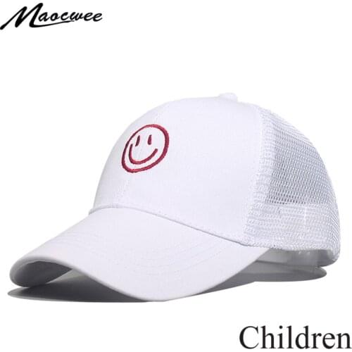 Embroidery Smiley Face Baseball Hat For Children Summer Solid Color Beach Sun Hat Kids Snapback Hat Adjustable Casual Cap Bonet