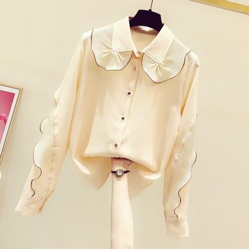 Ruffles long sleeve blouse for woman 2021 Spring New Fashion Large Lapel Shirt ladys Casual Lotus Leaf tops blusas