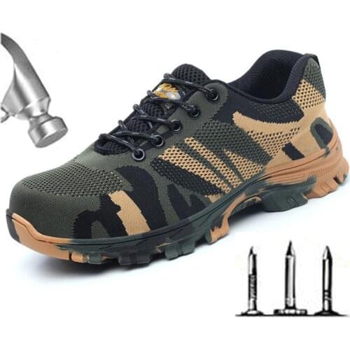 Work Boots Construction Mens Outdoor Steel Toe Cap Shoes Men Camouflage Puncture Proof High Quality Safety Shoes Plus Size M514