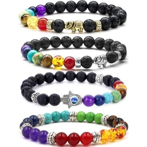 Lava Stone Beads Bracelets for Women Men Chakra Bracelets Indian Yoga Braclets Womens Healthy Stone Beads Oil Diffuse Jewelry