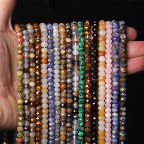 4x6MM Classic Rondelle Faceted Stone Beads Natural Labradorite Charms Spacer Bead For Jewelry Making Necklace Bracelet DIY 7.5"