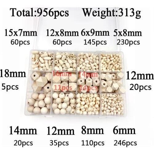 Boxed Wood Handmade DIY Beads Unfinished Wooden Round Octagon Oval Beads Natural Wood Bead Jewelry Making Handmade