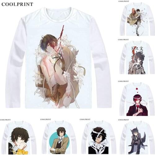 Dazai Osamu BONES Bandaged Neck T Shirt Bungou Stray Dogs Literary Men T-shirt Casual Vintage TShirt Printed Long Sleeve Shirts
