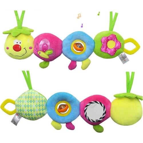 Newborns Infant Plush Caterpillar Appease toy Teether Squeaker Safety Mirror Spinning Ball Stuffed Fruit Shape Baby Development