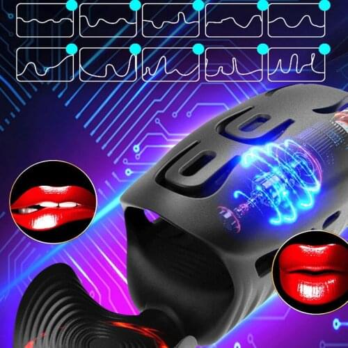 Double Shock Pulse Exercise Equipment Masturbator Cup Sex Toys for Men Penis Massager Intelligent Heating Vibrators Erotic Toys