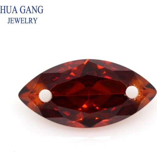 Loose CZ Stone Double Holes AAAAA Marquise Shape Garnet Cubic Zirconia Stone For Jewerly Making Size 4X8-10x20mm High Quality