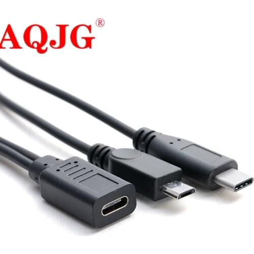 2 in 1 Micro USB Female to USB-C Type C USB 3.1 type-c & Micro USB Male Splitter Extension Charge charging charger Y Cable