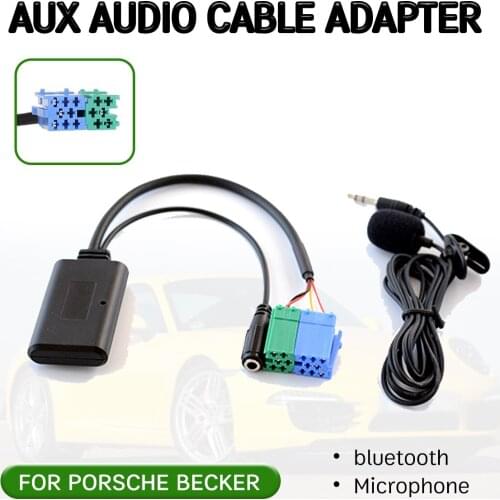 Bluetooth Aux Receiver Cable Adapter with Microphone for Porsche Becker Mexico Traffic Pro DTM for Wireless Audio Aux Interface