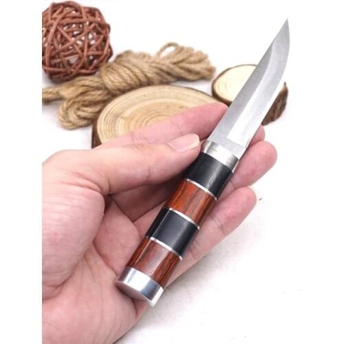 Fixed Blade Pocket Hunting Knife Small Straight Knife Camping Tactical Survival Knives 3CR13 Steel Wood Handle Outdoor EDC Tools