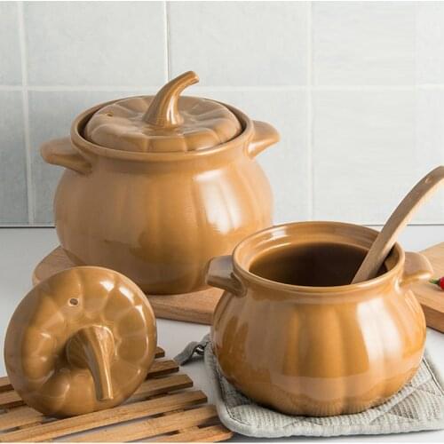Ceramic Pumpkin Soup Pot Casserole Creative Soup Stew Pot High Temperature Fire Flame Health Pot Kitchen Cookware mx12171653