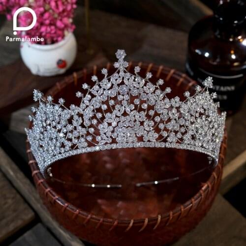 Crystal Crowns Bride tiara Fashion Queen For Wedding Crown For Women Cubic Zirconia Headpiece Wedding Hair Jewelry Accessories