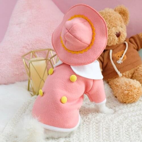 Pet Costume Autume Winter Pet Dogs Clothes School Style Costume With Hat Lapel Hoodie For Dog Clothes Pet Products Accessories