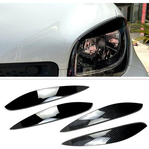 ABS Car Headlight Eyelid Lid Eyebrow Trim Cover For Mercedes Benz Smart 2014 2015 2016 2017 2018