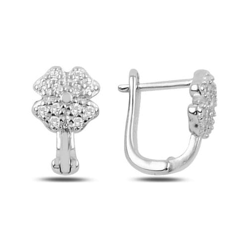 KUTAYDAN Zircon Gemstone Clover J Earrings 925 Sterling Silver