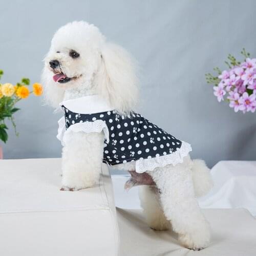 Summer Dog Tullle Dress Pet Clothes For Small Dog Party Birthday Turndown Collar Dress Puppy Costume Spring Pet Clothing