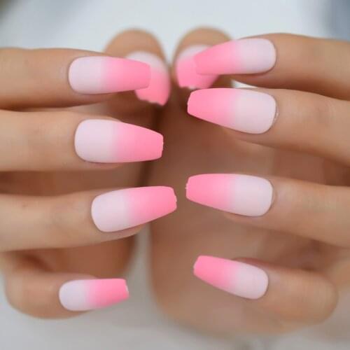 Matte Peach Color Faded Nail Press Nails Luxury Medium Coffin Nail Supplies For Professionals Wholesale Charms Lovely Nail Tips