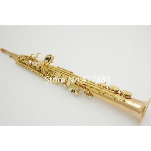 MARGEWATE straight Soprano Saxophone WO2 B flat Gold Lacquer Brass musical instruments with Accessories Free Shipping