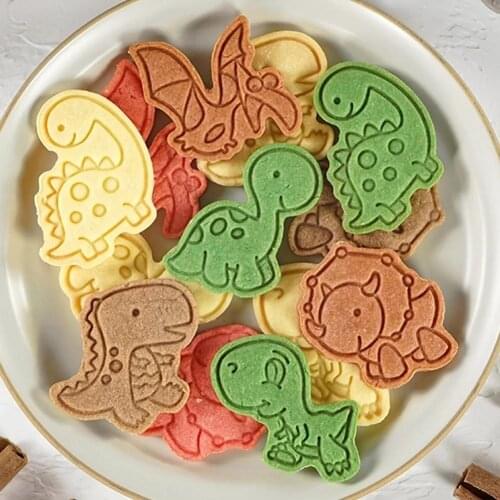 Cute Dinosaur Cookies Cutter Mold Dinosaur Biscuit Mould Cutter For Cookies Dino Tools Embossing Cake For Gingerbread Forms R0O1