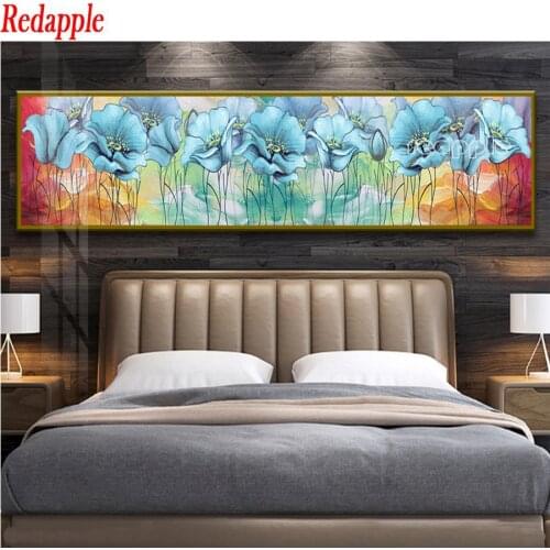 Abstract flower diy diamond embroidery mosaic 5d puzzle sale diamond painting Cross stitch kit full drill blue poppy large size