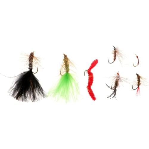 72pcs Dry Wet Fly Fishing Lures Assorted Flies Bass Trout Fly Hook 10 12 16