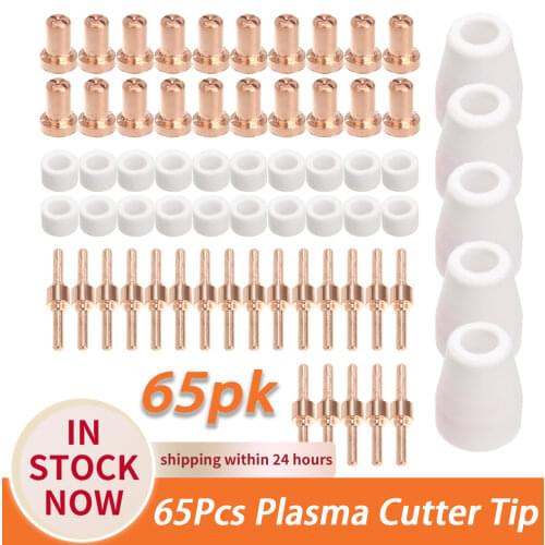 65Pcs Plasma Cutter Tip Electrodes & Nozzles Kit Consumable Accessories For PT31 CUT 30 40 50 Plasma Cutter Welding Tools