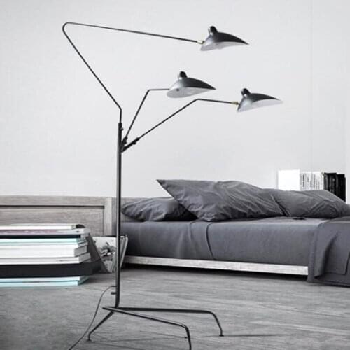 Loft Stand floor lamp For Living room Bar Studio Serge Mouille MCL Tripod Table Desk Lamp Black White Color Standing lamp