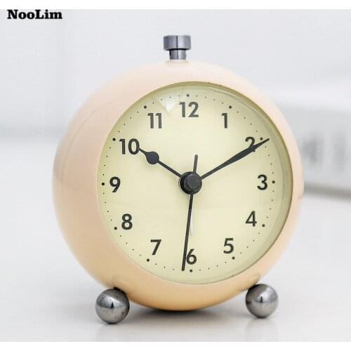 NOOLIM Bedside Simple Metal Alarm Clock Creative Mute Night Light Cute Fashion Bedroom Personality Alarm Clock Table Decoration