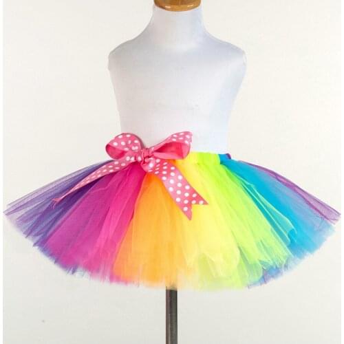 2-12 Years Old Girls Party Rainbow Color Tulle Lolita Tutu Pettiskirt Kids Petticoat Underskirt Children Ball Gown Mini Skirt