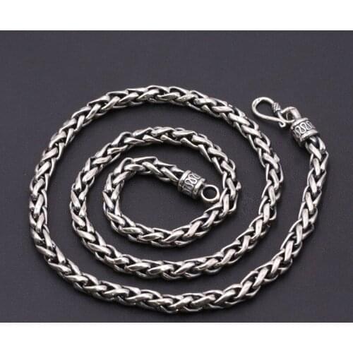 Fashion S925 Sterling Silver Retro Thai Silver Punk Style Custom Made Hollow Domineering Rough Necklace Men Ande Women