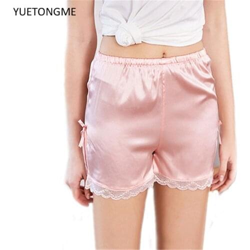 Couple pajamas summer satin shorts Japanese style simple elastic waist casual simulated silk women home pants