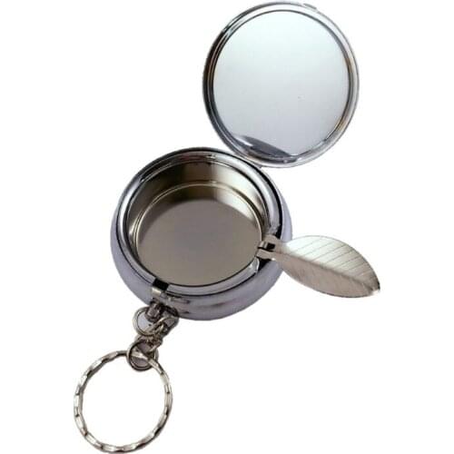 Portable Pocket Cigarette Ashtray Stainless Steel Key Chain Outdoor Ash Holder T4MD