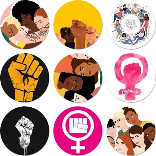 Pink Feminist fist Logo Badge Brooch Pin Accessories For Clothes Backpack Decoration gift 58mm