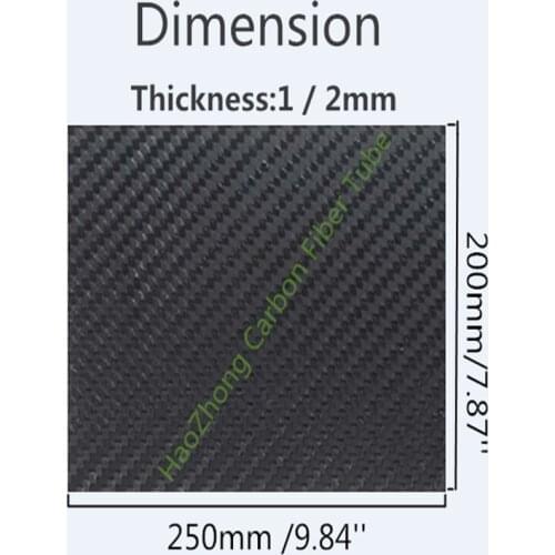 Twill matt 3K Carbon Fiber Plate 200x250mm 100%Pure Carbon Board 1mm 2mm 3mm Thickness Carbon Fiber Material For RC UAV/Toys