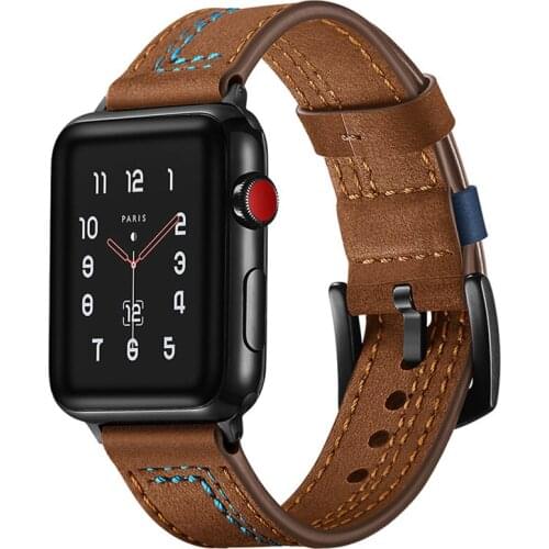 Replacement Genuine Leather Magnetic Closure Loop Watch Band Wristband Strap for Apple Watch 40mm/44mm/38/42MM Series 5 4/1/2/3