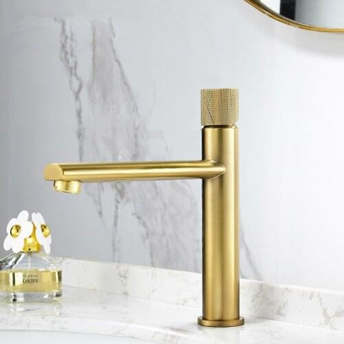 Bathroom Basin Faucet Brushed Gold/Rose Gold/Black Solid Brass Hot & Cold Single Handle Deck Mount Sink Mixer Taps Free Shipping
