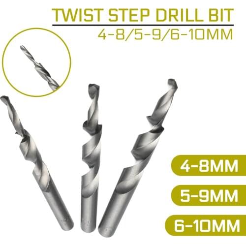 Twist Step Drill Bit 4-8/5-9/6-10mm for Woodworking Manual Pocket Hole Drill Bits for Metal