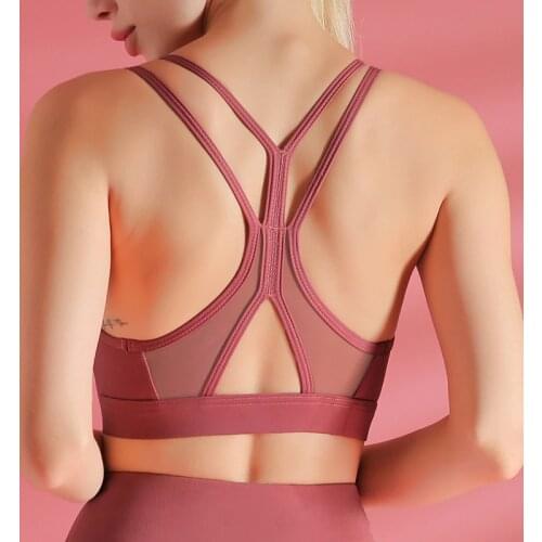 Sports Top Vest Mesh Beauty Back Sports Bra Shock-Proof Gathering High-Intensity Sport Breathable Gather Yoga Underwear Fitness