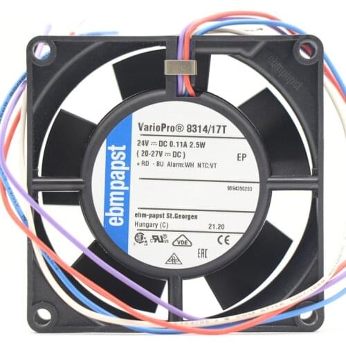 Ebmpapst 8314/17T 24V 0.11A 2.5W 36 dBA 3300RPM 31.78CFM Ball Bearing Axial Cooling Fan
