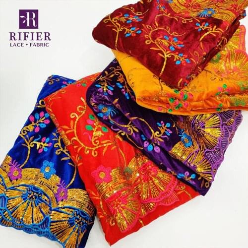 High Quality Soft Velvet Lace Fabrics With Sequins Royal Blue African Nigerian Women Evening Prom Dress Velvet Laces Material