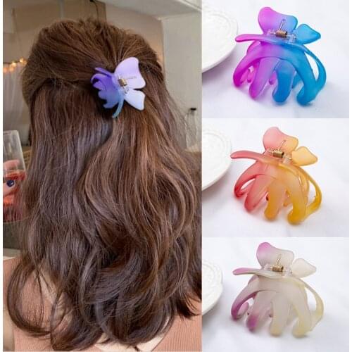 Acetate Resin Hair Claw Sweet Fairy Butterfly Hairpin Clip Gradient Tie-Dye Colored Styling Tools Barrettes for Women Girls