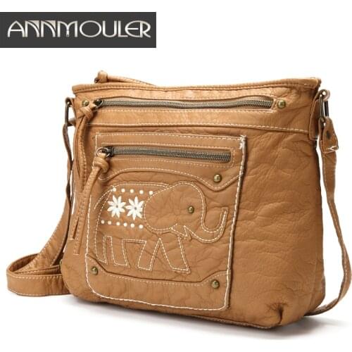 Women Handbags Fashion Pu Leather Crossbody Bag Brown Elephant Patchwork Shoulder Bag Soft Leather Messenger Bag Purse Tote Bag