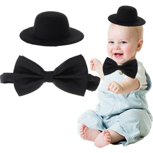 1 Set Baby Hat Bowtie Cap Tie Photography Costume Cosplay Newborn Photo Props DIY