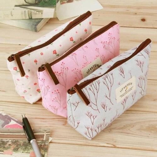 1pc Pastoral Floral Pencil Bag Soft Texture Student Pouch Stationery Pencil / Escolar Bag Stationery Pencil Case Estojo E0Q7